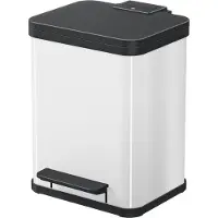 Hailo Tretmülleimer Öko Duo Plus M, 2 x 9 l, rechteckig, Stahlblech, weiß