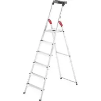 Hailo Stufen-Stehleiter L60 StandardLine, EN 131, mit Multifunktionsschale & Gelenkschutz, bis 150 kg, 6 Stufen