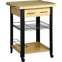 Kesper Küchenwagen Servierwagen– 71x60x88cm – Industrial Design – 2 Schubladen, Metallkorb, Eichedekor, schwarzes Gestell – mit Rollen – 2589113