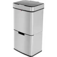 Hailo Öko Vario XL - Mülltrenner - Vollautomatische Deckelöffnung durch Sensortechnik - 50 Liter - Edelstahl, Kunststoff