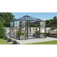 Pergart Vitavia, Gewächshaus-Pavillon "Fortuna", schwarz, 3 mm ESG, 10 mm HKP