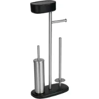 Wenko Stand WC-Garnitur mit Box Rivazza Schwarz, integrierter Toilettenpapierhalter, Ersatzrollenhalter Wenko Schwarz