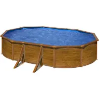 Gre Ovaler Stahlwandpool mit Holzoptik KITPROV503W – 500 x 300 x 120 cm, Komplettset
