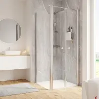 Schulte Duschtür mit Seitenwand und Pendeltür Garant 2.0 ExpressPlus 80 x 80 x 200 cm Profil chrom Klarglas schmutzabwei