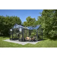 JULIANA Gewächshaus Orangerie inkl. Sicherheitsglas 3 mm 296 x 583 cm anthrazit/schwarz