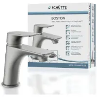 Schutte Waschtischarmatur BOSTON, Wasserhahn Bad mit Pop Up Ablaufgarnitur Waschbecken, Mischbatterie Waschbecken