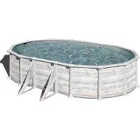 Gre Ovaler Stahlwandpool mit Nordicoptik KITPROV618N – 610 x 375 x 132 cm, Komplettset + GRATIS Elektrischer Poolreiniger VCB50
