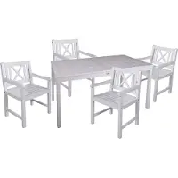 Garden Pleasure Garten-Essgruppe "Tischgruppe »MALMÖ«", weiß (weiß washed, weiß washed), Sitzmöbel-Sets, Garten-Essgruppe, 4 Stühle, Tisch LxB: 165x80 cm