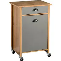 Kesper Küchenwagen Eichendekor, grau - 2 Abfalleimer (je 15 L) – 50x37x79cm – Küchenschrank– mit Schubkasten & 4 Rollen, feststellbar – 2552813