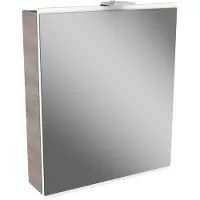 Fackelmann LED Spiegelschrank LIMA / Badschrank mit Soft-Close-System / Maße (B x H x T): ca. 60 x 73 x 15,5 cm / Möbel fürs WC oder Badezimmer / Korpus: Braun / Front: Weiß/Spiegel