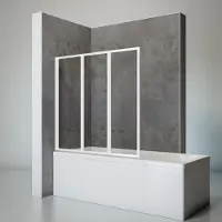 Schulte Badewannenaufsatz 3-teilig Komfort 127 x 140 cm Klarglas Profilfarbe weiß D1300 04 50 140