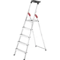 Hailo Stufen-Stehleiter L60 StandardLine, EN 131, mit Multifunktionsschale & Gelenkschutz, bis 150 kg, 5 Stufen