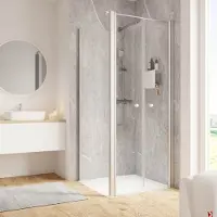 Schulte Duschtür mit Seitenwand und Pendeltür Garant 2.0 ExpressPlus 80 x 80 x 200 cm Profil aluminium Klarglas schmutza