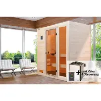 Weka Massivholz-Sauna VALIDA Gr. 2 Sparset 7,5 kW OS inkl. digitaler Steuerung, Glastür und Fenster x B x T x H x 189 x 189 x 204