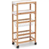 Zeller Badregal 2 Ablagen, 2 Körbe, Bambus, weiß 40x22x83cm