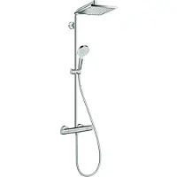 Hansgrohe Regendoucheset Crometta E 240 Varia 24 cm vierkant incl. thermostaatkraan 26785000 chroom/wit