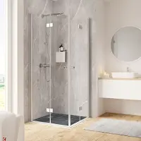 Schulte Eckeinstieg mit Drehfalttür Garant 2.0 ExpressPlus 90 x 90 x 200 cm Profil aluminium Klarglas schmutzabweisende