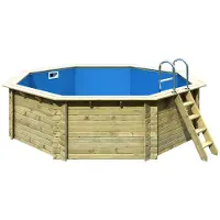 Karibu Aufstellpool Holzpool-Set Classic 2A rund Ø 470x124 cm inkl. Leiter & Bodenschutzvlies Holz