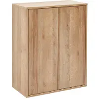 Fackelmann Doppel-Hängeschrank FINN / Badschrank mit Push-to-Open / Maße (B x H x T): ca. 60 x 75 x 20,5 cm / Schrank fürs Bad mit 2 Türen / Korpus: Schwarz / Front: Schwarz / Rahmendekor: Braun hell