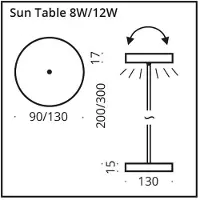 TOP LIGHT SUN TABLE LED-Tischleuchte 13cm/33cm chrom matt 7-33013011 4251349335537