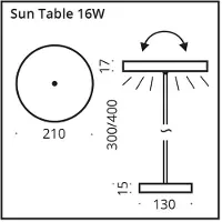 TOP LIGHT SUN TABLE LED-Tischleuchte 21cm/43cm Nickel matt 7-33121013 4251349335735