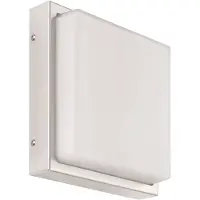LCD LED Wandleuchte A-282541, Edelstahl, 13W, 910lm, 3000K, Aluguss, Opalglas, IP44, 250x250x95mm