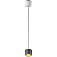 OLIGO Tudor S LED-Pendelleuchte 1-flammig mit unsichtbarer Höhenverstellung-Schwarz matt/Blattgold-mit Tunable White (2200K - 5000K)