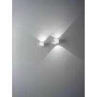 FABAS LUCE Lao LED-Wandleuchte für den Außenbereich, 12 W, 1080 lm, 3000 K, Weiß, Aluminium und Kristallglas, Schutzart IP65, modernes und elegantes Design