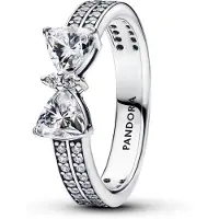 Pandora 193552C01 Silberring für Damen Funkelnde Schleife Doppelreihe