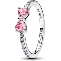 Pandora 193510C01 Damen-Silberring Funkelnde Pinkfarbene Schleife