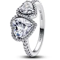 Pandora 193659C01 Silberring für Damen Funkelnde Halo Herzen