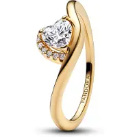 Pandora Wish and Wave Gold coloured Wave heart Ring 163660C01