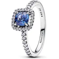 Pandora 193555C01 Damen-Ring Silber Funkelndes Quadrat Blau