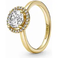 Pandora 161234C01-48 Funkelnder Runder Strahlenkranz Ring - Gelbgold-Vergoldung Zirkonia - Gr. 48