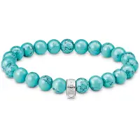 Thomas Sabo Charm-Armband "Charm Club: Bead-Armband imitierter Türkis" Gr. 19, bunt (silberfarben, blau, blau), Armbänder, Damen, 19, Silber 925 (recycelt), Charm-Armband, mit Türkis-Imitat