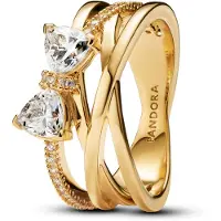 Pandora 163511C01 Damenring Funkelnde Schleife Goldfarben