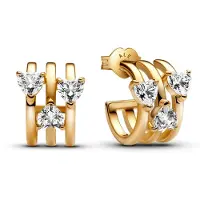Pandora Classic Stone Gold coloured Hearts Earrings|Hoop earrings 263656C01