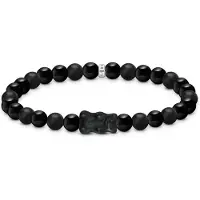Thomas Sabo Armband "x HARIBO: Beadarmband mit Goldbär" Gr. 21, silber (silberfarben, schwarz, schwarz), Armbänder, Damen, 21, Silber 925 (recycelt), Armband, mit Obsidian, Kristallglas
