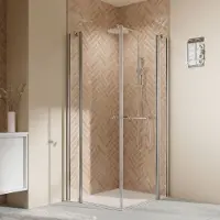 Breuer Eckeinstieg mit Drehtür ELANA 2.0 Express Q72 90 x 90 x 200 cm Profil silber Klarglas schmutzabweisende Glasbesch
