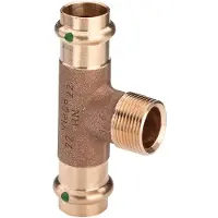 Viega SANPRESS tee 54 mm-3/4 af rødgods, med SC-Contur med udvendig gevind
