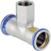 Geberit Gas-T-Stück Mapress d 42xRp 3/4, f Nat u Fl.-Gas, Edelstahl