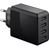 Goobay 4-fach USB-Ladegerät, mehrfach USB-Ladegerät, 30W, lädt bis zu 4 Geräte gleichzeitig, schwarz
