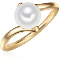 Valero Pearls Ring Sterling Silber Süßwasser-Zuchtperle in gelbgold | Gr.: 54