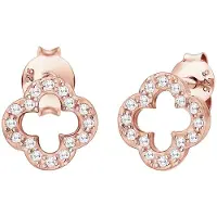 Elli Ohrringe Kleeblatt Glücksbringer Zirkonia Lucky 925 Silber Elli Rosegold