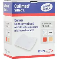 Cutimed Siltec L Schaumverb.5x6 cm dü.san.haf. 12 St Kompressen