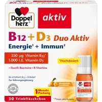 Queisser Pharma GmbH & Co. KG Doppelherz aktiv B12 + D3 Duo Energie + Immun Lösung, 30 St. Trinkfläschchen