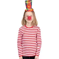 Metamorph Clownskostüm für Kinder mit rotem Ringelshirt, Clownsnase und Hut