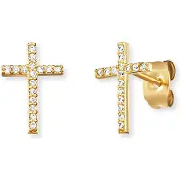 Engelsrufer Gilded earrings Cross with zircons ERE-LILCROS-ZSG