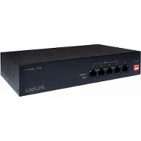 Logilink Desktop Fast Ethernet PoE Switch, 5-Port bis zu 15,4 Watt pro Port, kompatibel mit IEEE 802.3af,