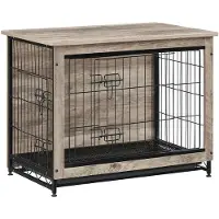 Feandrea Hundekäfig, Hundebox, mit herausnehmbarem Tablett, 2 Türen, für Hunde bis zu 20 kg, Greige